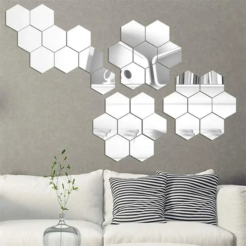 12/24/36Pcs 3D Acrylic Mirror Wall Sticker Home Decor Self-Adhesive Wall Sticker for Home Living Room Decoration Acrylic Mirror