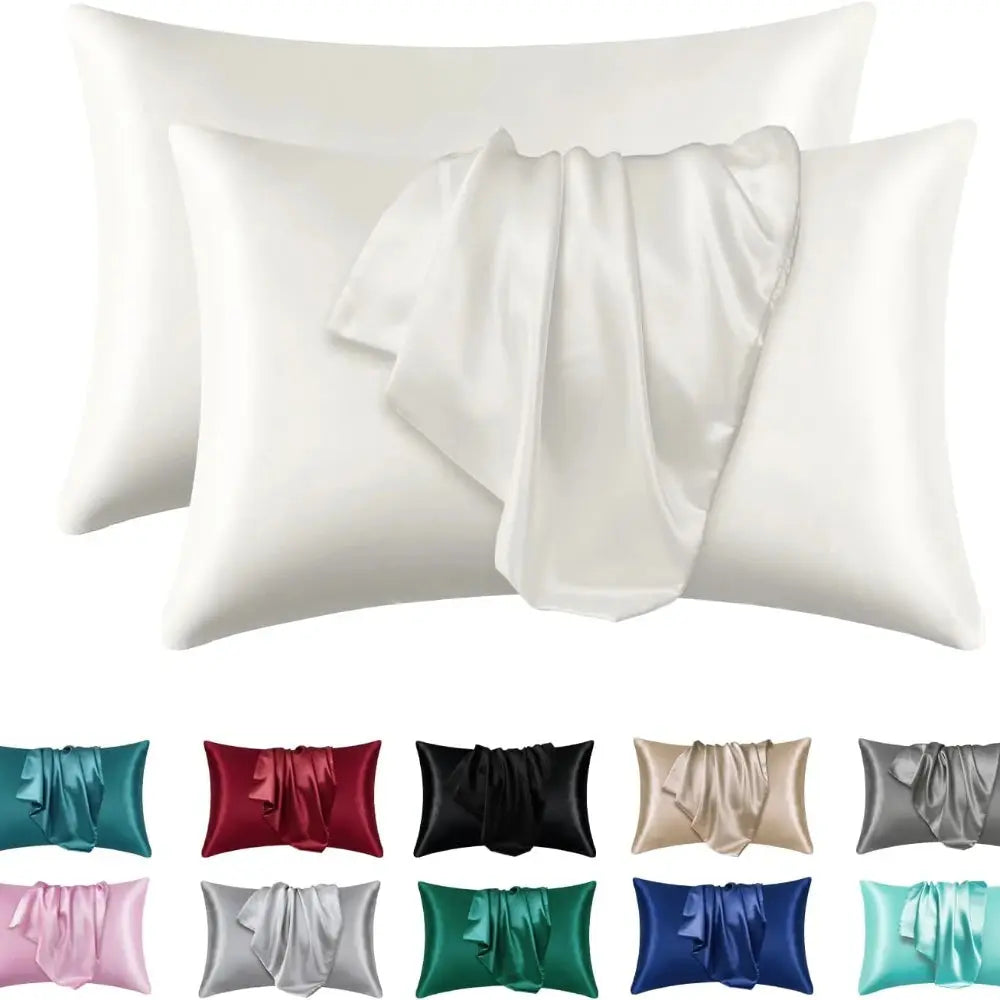 2 Pack Satin Pillowcase for Hair and Skin, Silk Satin Pillowcase , Queen Size Pillow Cases Set of 2, Silky Pillow Cover