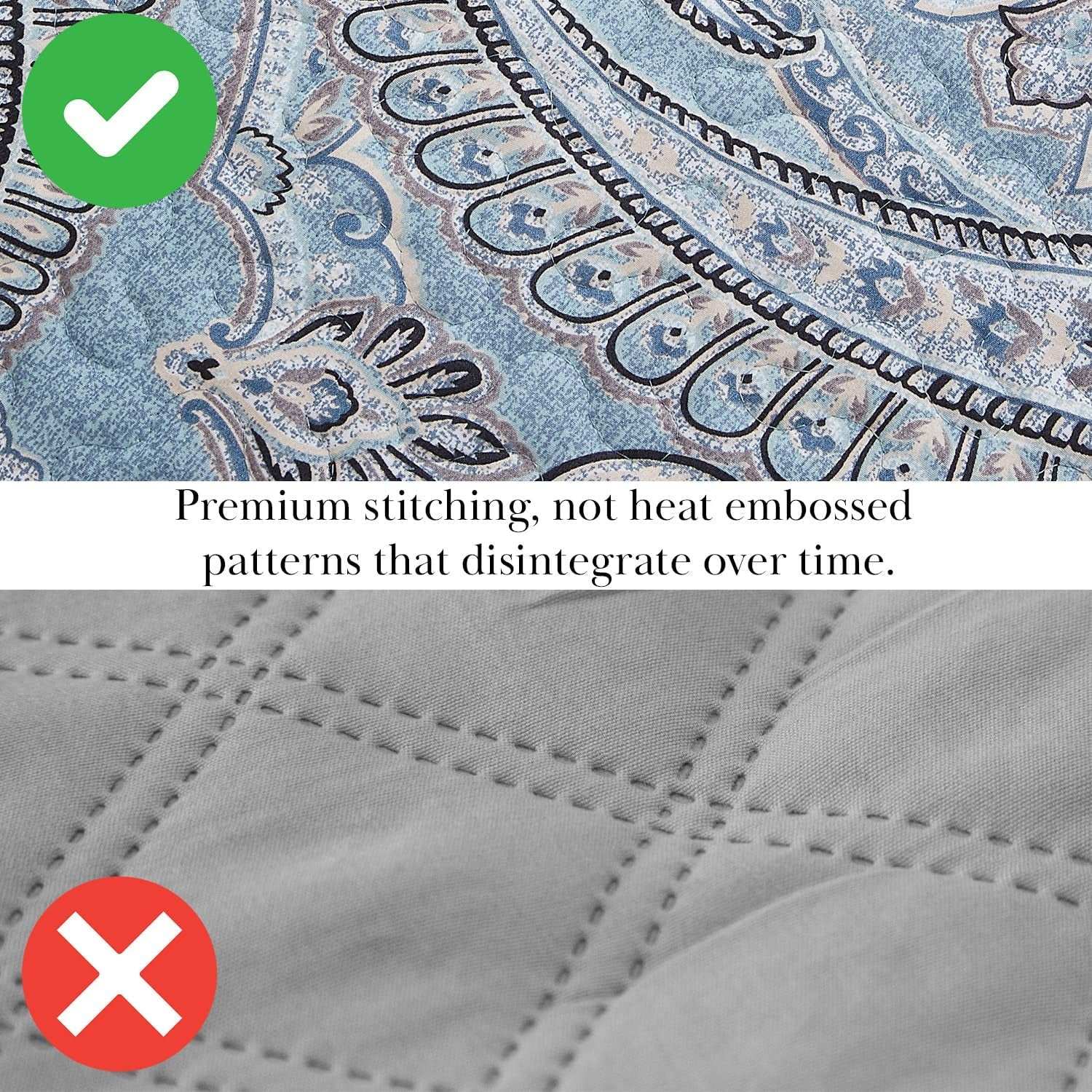 Twin XL Comforter Quilt Set, Dorm Bedding Essentials, Stain Resistant, Machine Washable Paisley Boho Bed Spread, Twin XL Quilt Bedspread Set W/Pillow Sham, Paisley Aqua