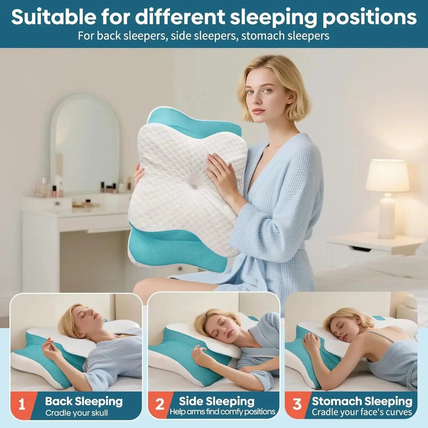 Cervical Pillow for Neck & Shoulder Pain Relief Sleeping Ergonomic Contour Pillows Memory Foam Pillow for Side Back Sleepers