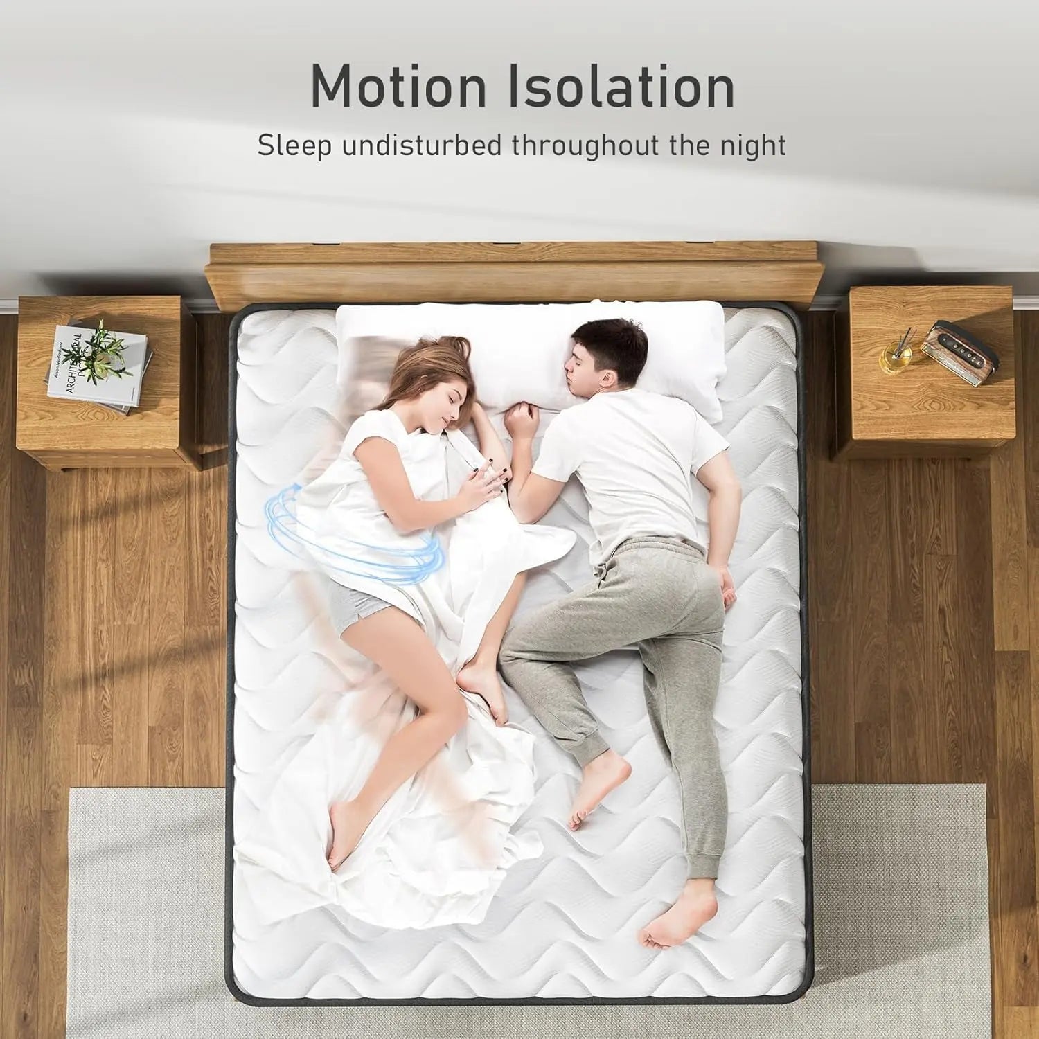 Twin Hybrid Innerspring Mattress, Plush Mattress Foam Spring Mattress, Single Bed Mattress in Box with Stress Relief, Double Mattress with Medium Firmness