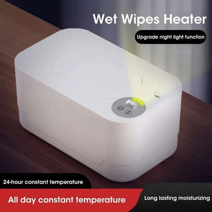 Baby wipe warmer heater with LED display, USB charging, constant temperature, portable wet towel dispenser for home and car use