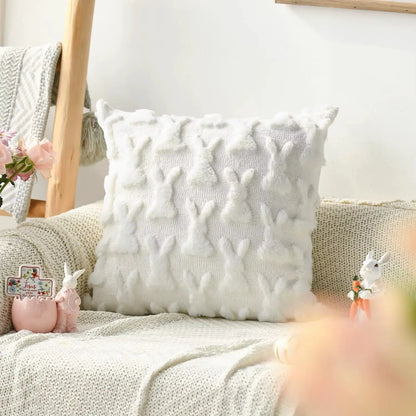 Easter Bunny Throw Pillow Covers Soft Plush Pillowcase 45X45Cm Couch Cushion Case for Easter Decor Couch Sofa Bedroom Decorative