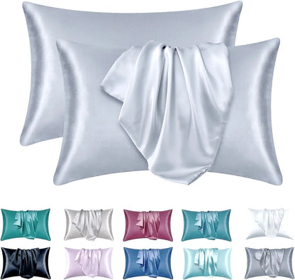 2 Pack Satin Pillowcase for Hair and Skin, Silk Satin Pillowcase , Queen Size Pillow Cases Set of 2, Silky Pillow Cover