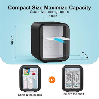 Crownful 4L Mini Car Refrigerator 12V/120V Multifunction Fridge Cosmetics Beer Beverage Cooler Warmer Cooler Fridge for Car Home