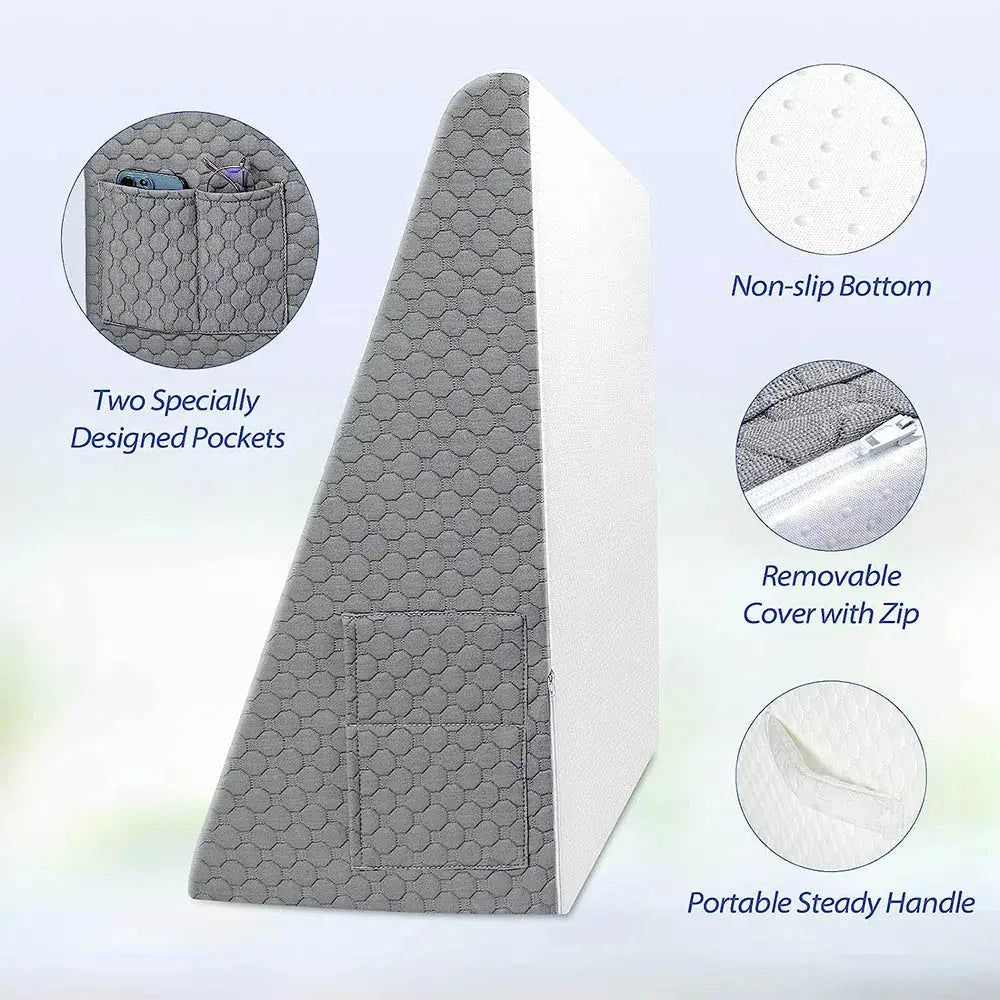 Wedge Pillow for Acid Reflux, Bed Wedge Pillow for Headboard, Triangle Pillow for Back Pain Relief Elevated Pillows for Sleeping