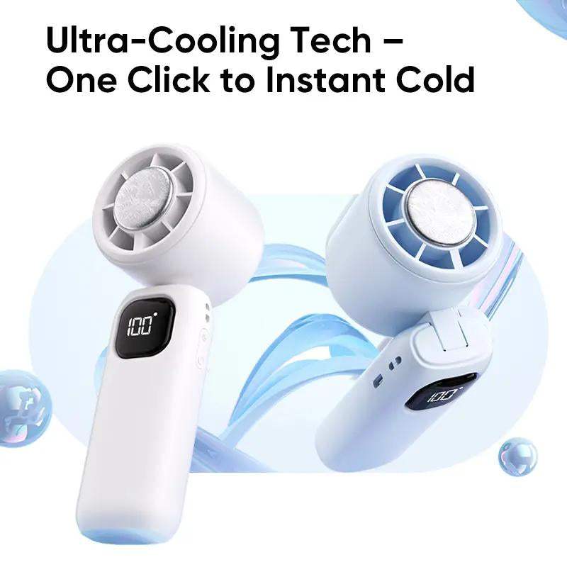 3 in 1 Mini Handheld Cooling Fan, 199 Speed Wind Power & Ice Cooling Function, Small Foldable 3-IN-1 Neck/Desk/Hand Fan, Pocket Design for Travel/Summer/Concerts/Lash, Gifts for Girls