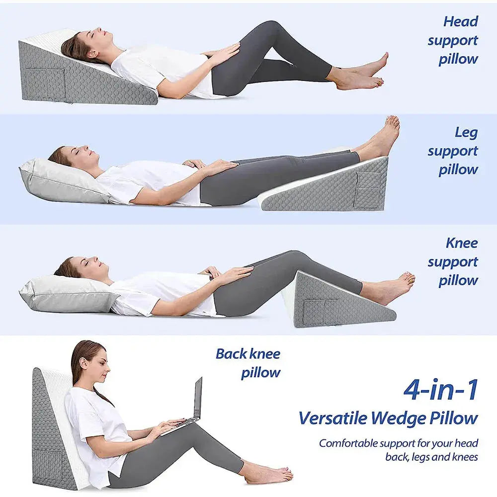 Wedge Pillow for Acid Reflux, Bed Wedge Pillow for Headboard, Triangle Pillow for Back Pain Relief Elevated Pillows for Sleeping