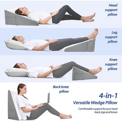 Wedge Pillow for Acid Reflux, Bed Wedge Pillow for Headboard, Triangle Pillow for Back Pain Relief Elevated Pillows for Sleeping