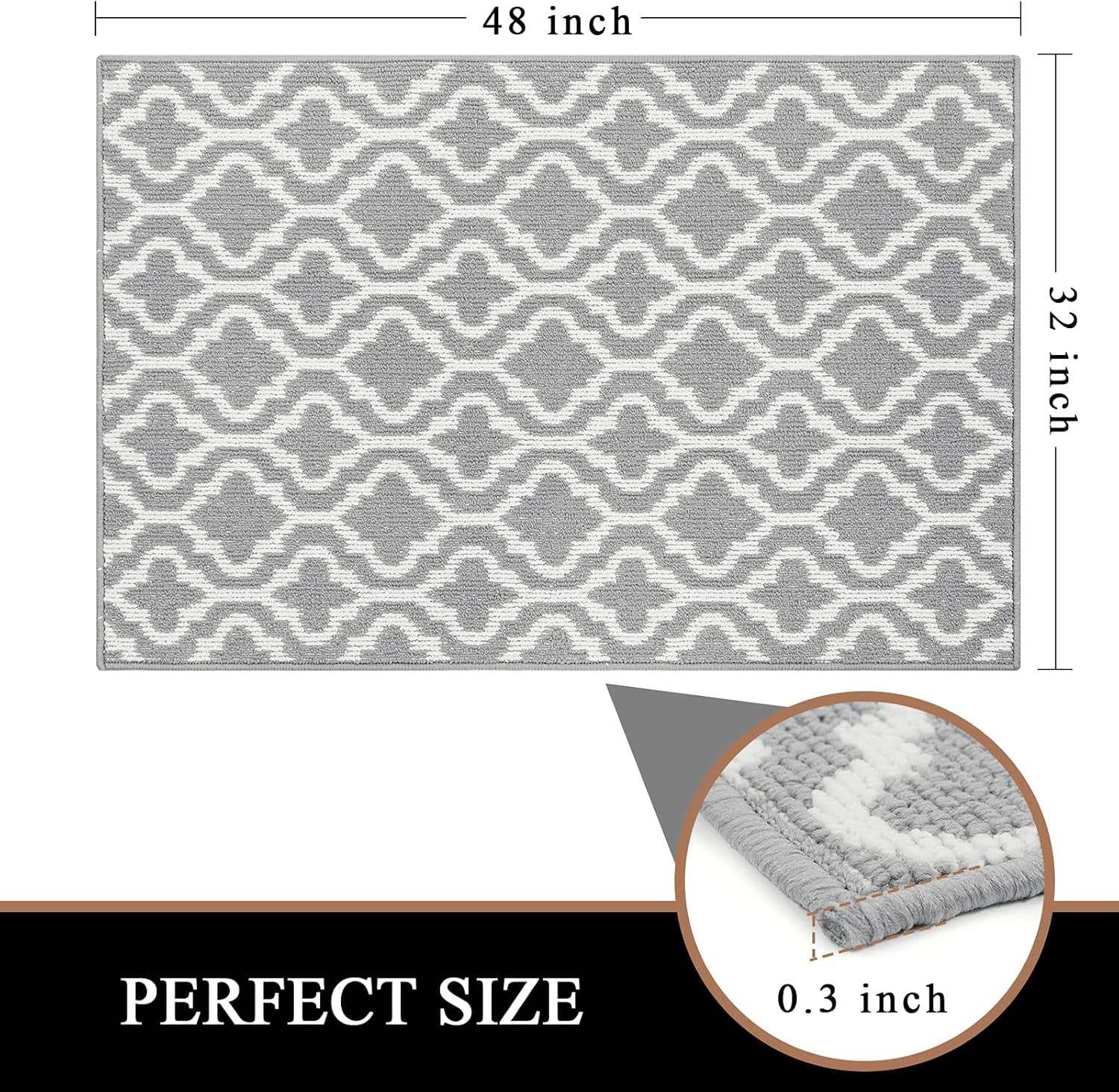 Indoor Door Mat 32"X48" Non Slip Front Door Welcome Mats Washable Shoe Mats Dirt Trapper for Entryway Low Profile Kitchen Carpet for Entrance Hallways Entrance Mat for Dogs