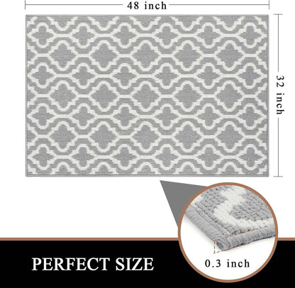 Indoor Door Mat 32"X48" Non Slip Front Door Welcome Mats Washable Shoe Mats Dirt Trapper for Entryway Low Profile Kitchen Carpet for Entrance Hallways Entrance Mat for Dogs
