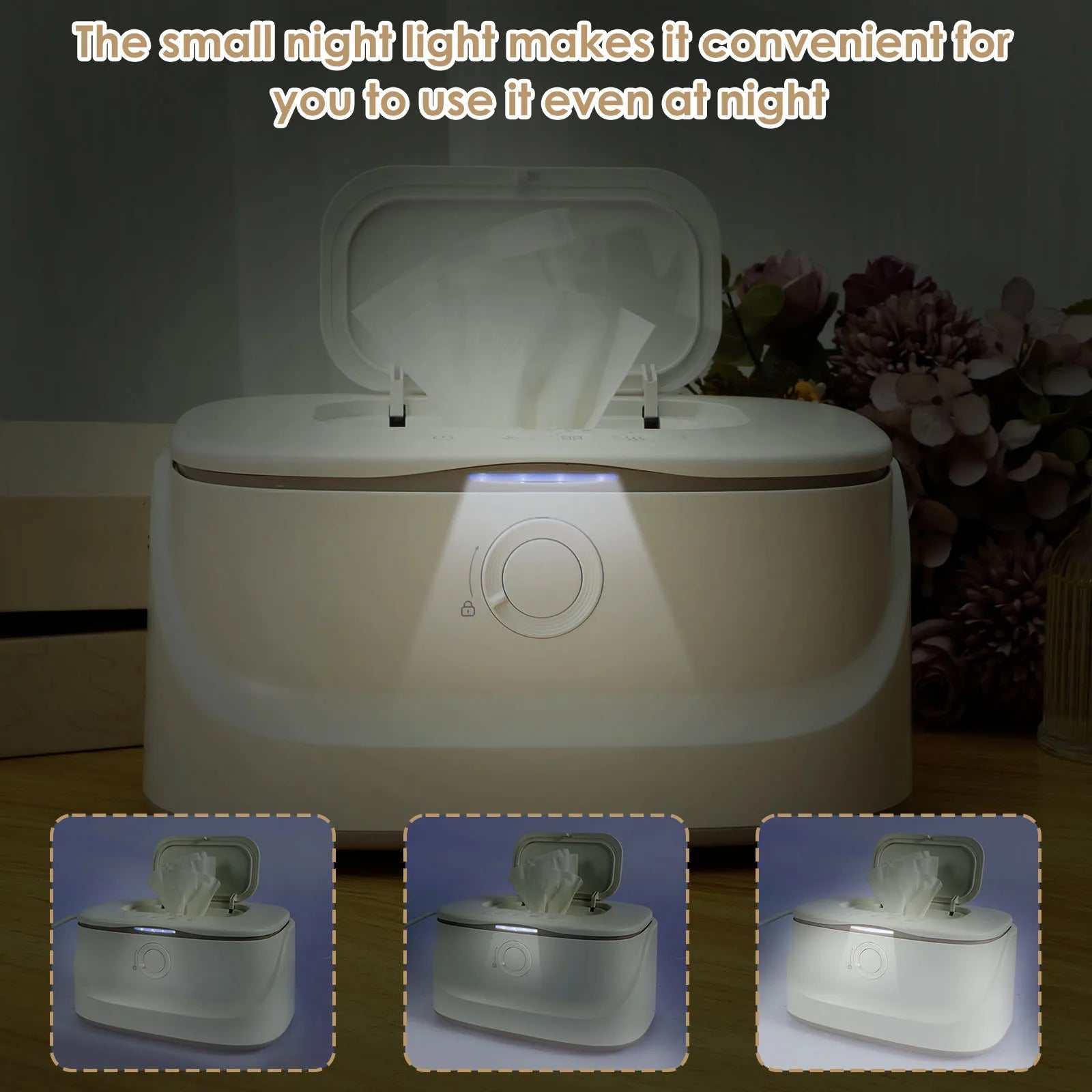 USB Baby Wipe Warmer LED Light Keep Warm Box Adjustable Temperature Heating Diaper Dispenser Portable Large Capacity