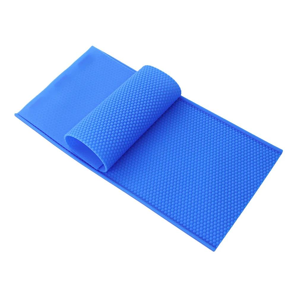 Flexible blue silicone beeswax embosser machine mold for handmade beeswax foundation sheets, 2-piece set