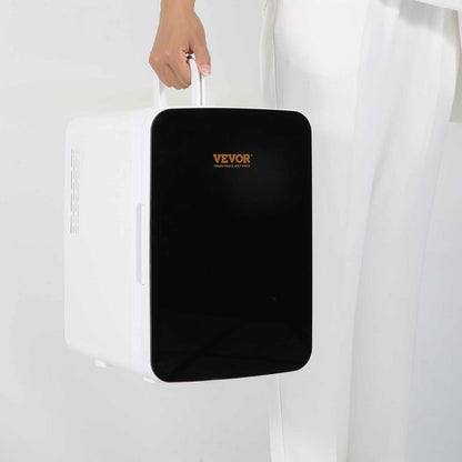 Vevor Mini Fridge for Bedroom, 10 Liter 12 Can Portable Fridges, Luxury Small Beverage Refrigerator for Skincare Food Breast Milk Chill, AC DC Cooler Warmer for Office Dorm Car, Black