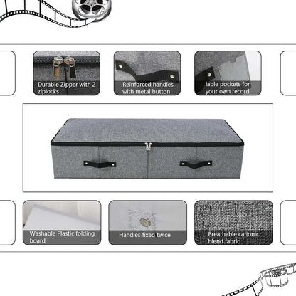 Foldable Fabric Sturdy under Bed Storage Box with 6 Handles, Zipper Lid, Blankets Clothes Comforters Storage Bin Organizer for Bedroom and Closet, 35X 16.5 X 7Inch, Black Grey