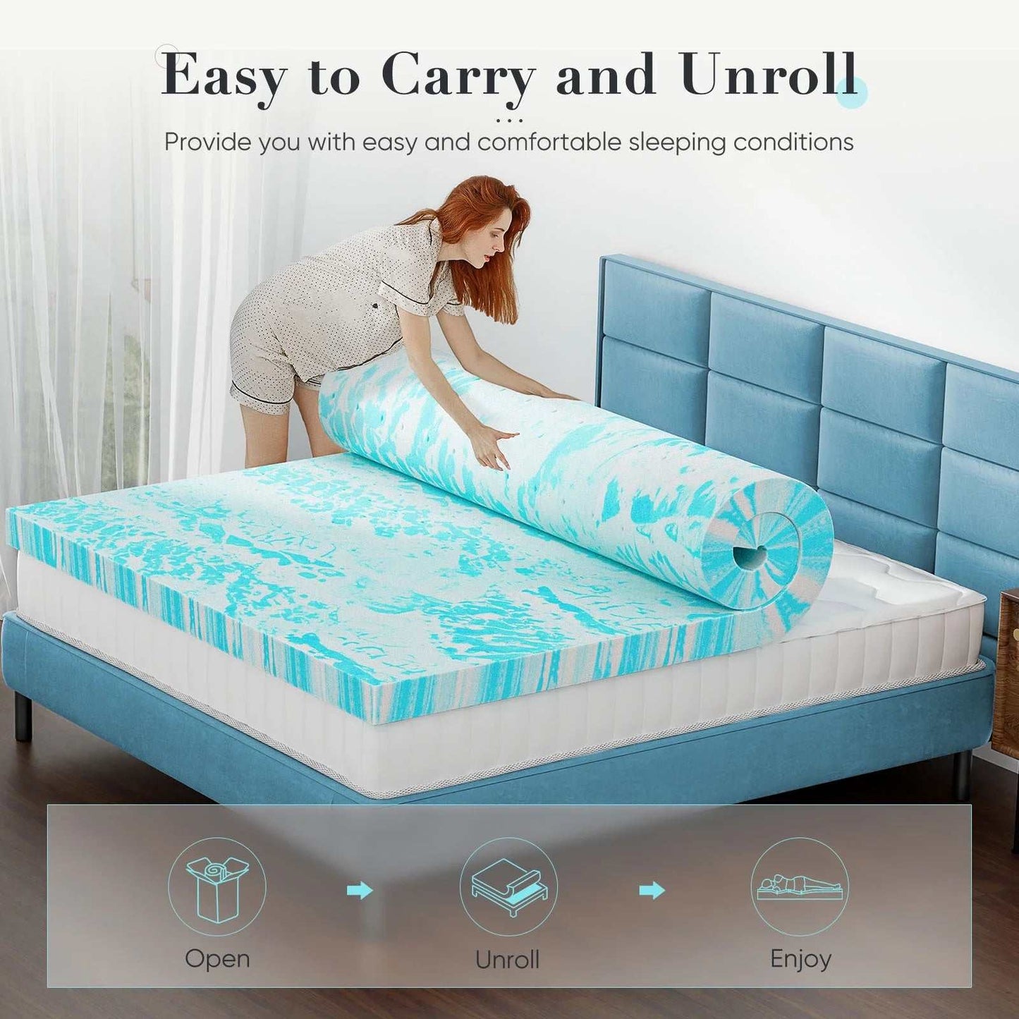 3-Inch Memory Foam Mattress Topper with Cooling Gel, Certipur-Us Certified, Pressure Relief & Breathable Comfort Bed Topper, Full Size