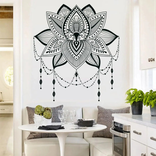 Lotus Wall Sticker Mandala Lotus Vinyl Self-Adhesive Wall Sticker Bohemian Style Decal Yoga Studio Home Wall Art Decoration