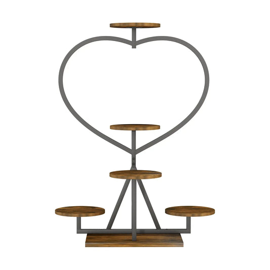 Multi-Layer Flower Display Rack Heart-Shape Plant Stand Shelf for Living Room Balcony