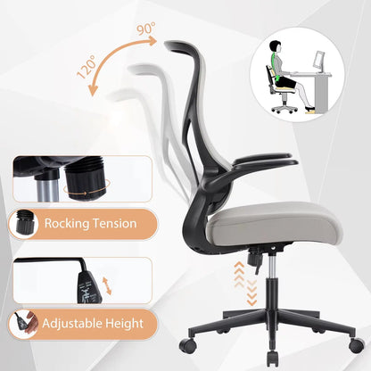 Ergonomic Mesh Lumbar Support Office Desk Computer Chair High Back Swivel Rolling Gaming Chairs with Wheels and Flip-Up Arms