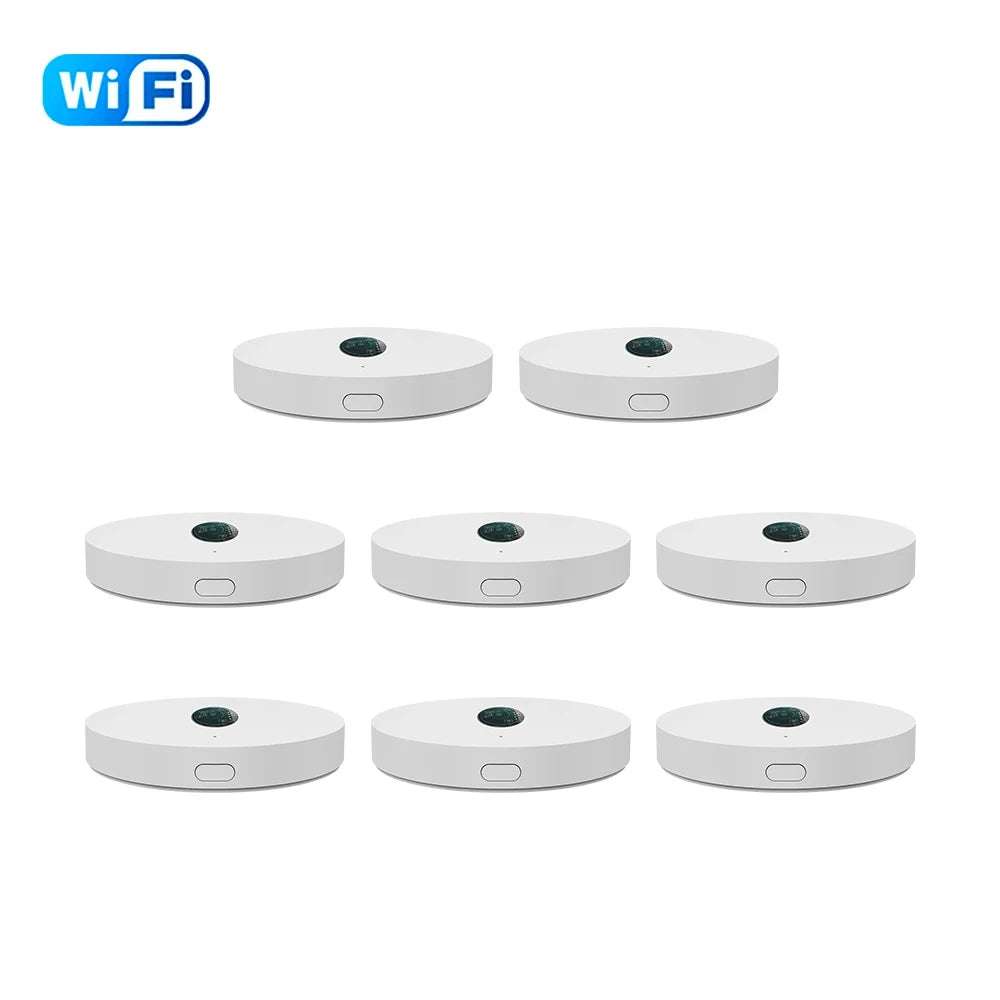 Set of seven Tuya Wifi light sensor luminance detectors for smart home automation with Smart Life device compatibility.