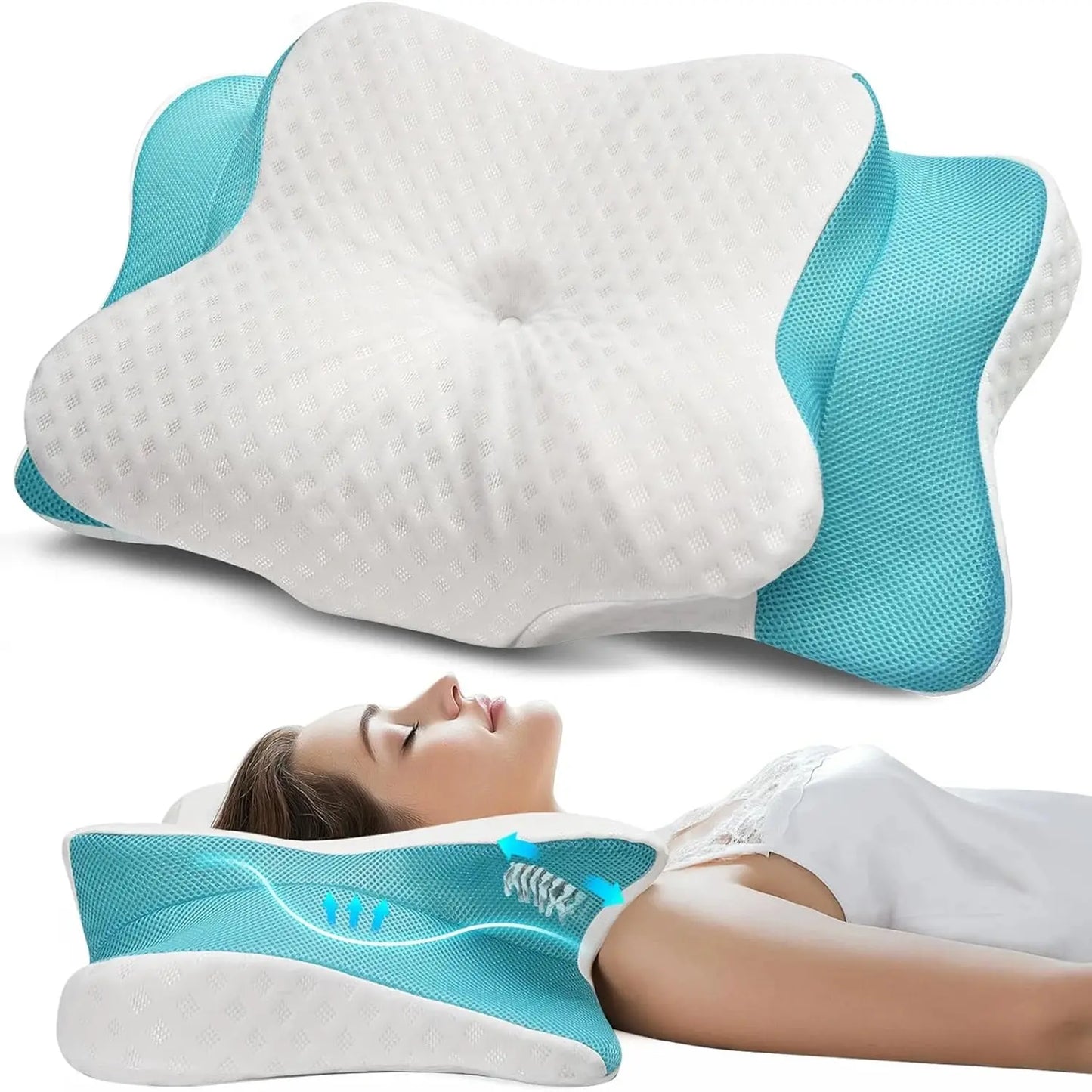 Cervical Pillow for Neck & Shoulder Pain Relief Sleeping Ergonomic Contour Pillows Memory Foam Pillow for Side Back Sleepers
