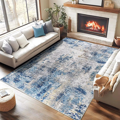 Living Room Area Rugs Soft Large Modern Abstract Area Rug, Boho Vintage Machine Washable Non Slip Carpet , Low Pile Rugs