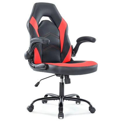 Ergonomic Office Computer Home Gaming Desk Chair Adjustable PU Leather Racing Chair Flip-Up Armrest for Christmas Furniture