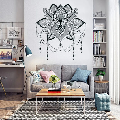 Lotus Wall Sticker Mandala Lotus Vinyl Self-Adhesive Wall Sticker Bohemian Style Decal Yoga Studio Home Wall Art Decoration