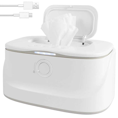 USB Baby Wipe Warmer LED Light Keep Warm Box Adjustable Temperature Heating Diaper Dispenser Portable Large Capacity