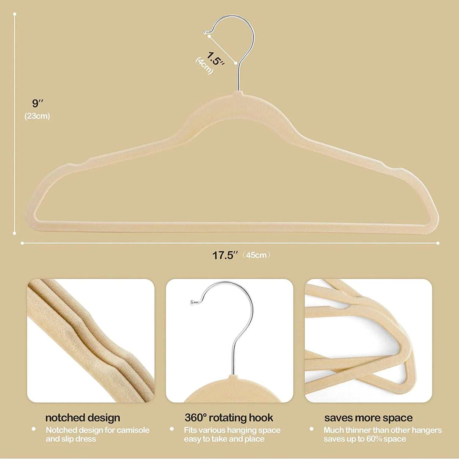 Velvet Hangers -Safe Slim, Durable, Luxury Closet Organizer Pack of 60