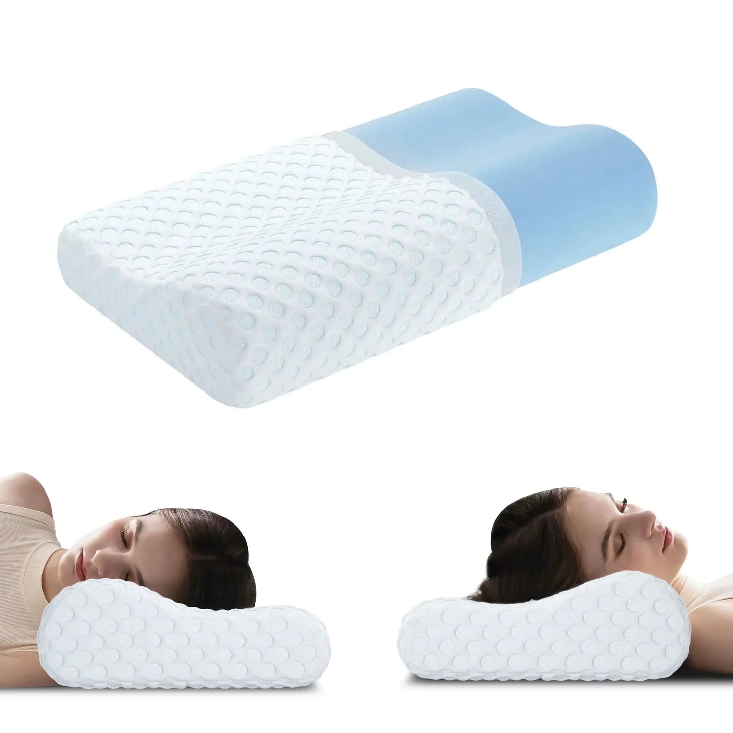 Hcore 1 PC Memory Foam Pillow, Neck Contour Cervical Orthopedic Pillow for Side Back Stomach Sleeper, Standard
