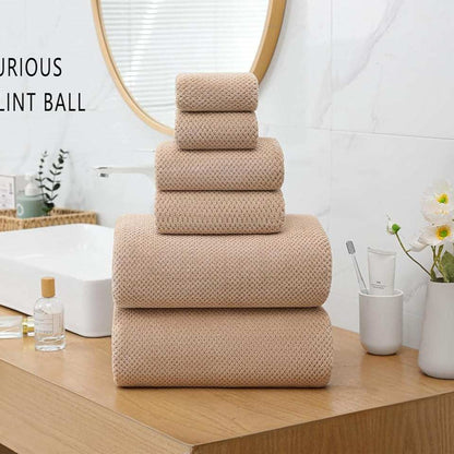 29X59 Inch Bath Towels Set of 6 Large, Super Soft Absorbent Lint Free Microfiber Towels for Bathroom 80% Polyester (Beige,6 Piece)