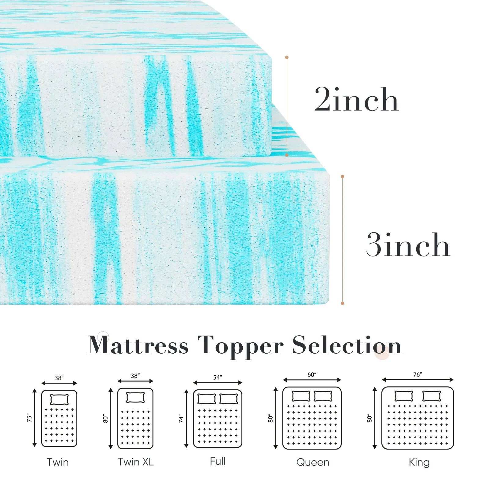 3-Inch Memory Foam Mattress Topper with Cooling Gel, Certipur-Us Certified, Pressure Relief & Breathable Comfort Bed Topper, Full Size