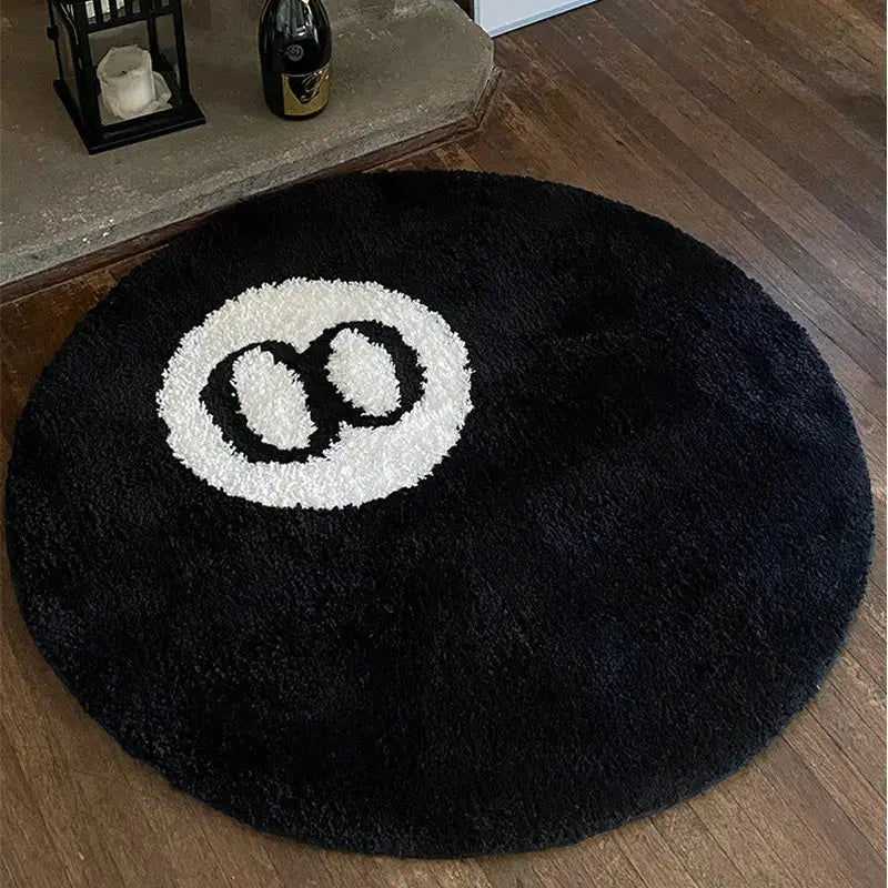 Halloween 8 Ball Rug Indoor Home Decoration Spooky Halloween Gifts 8 Ball Accent round Tufting Soft Rug Horror Movie Mat