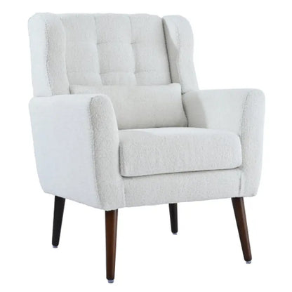 Modern Upholstered Chairs, Teddy Fabric Living Room Chairs, Comfortable Reading Chairs, Medieval Upholstery Chairs, Chaise Longues Armchairs for Living Room Bedrooms - White