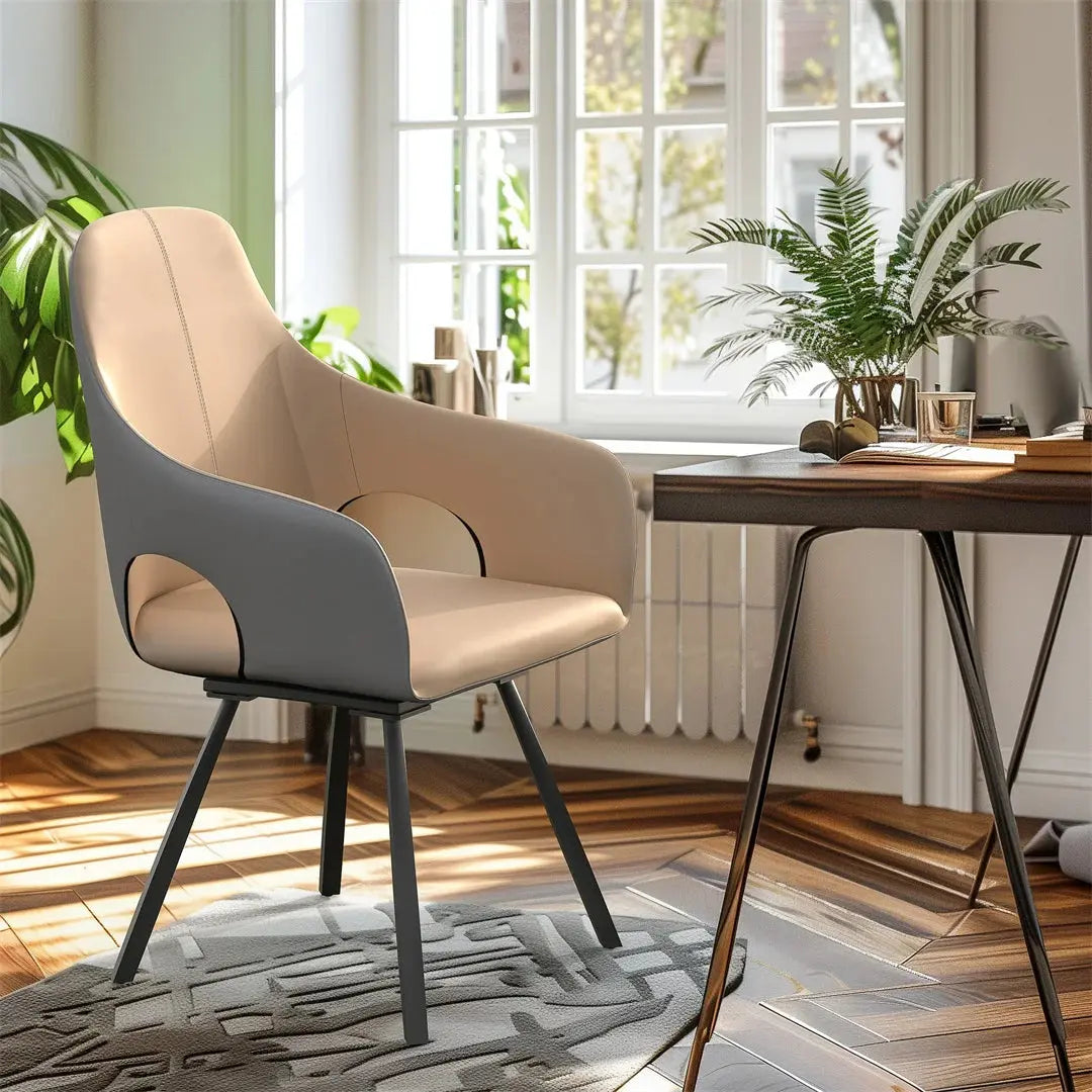 Modern Swivel Dining Chairs Set of 2 Accent Chairs with Armrest for Kitchens, Reception Room Side Chairs