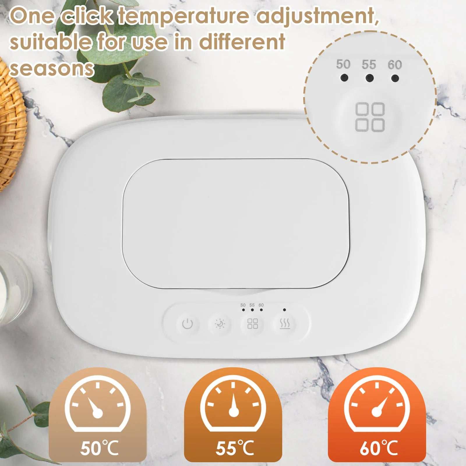 USB Baby Wipe Warmer LED Light Keep Warm Box Adjustable Temperature Heating Diaper Dispenser Portable Large Capacity