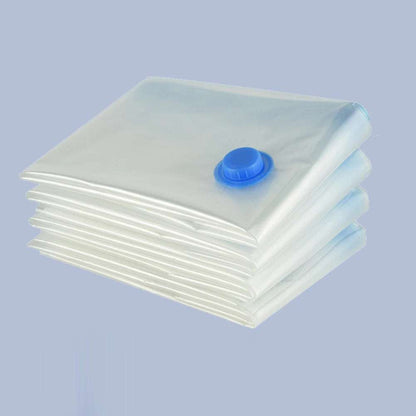 Reusable vacuum compression storage bags with blue valve for space saving and dustproof storage of clothes and bedding