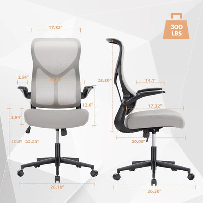 Ergonomic Mesh Lumbar Support Office Desk Computer Chair High Back Swivel Rolling Gaming Chairs with Wheels and Flip-Up Arms