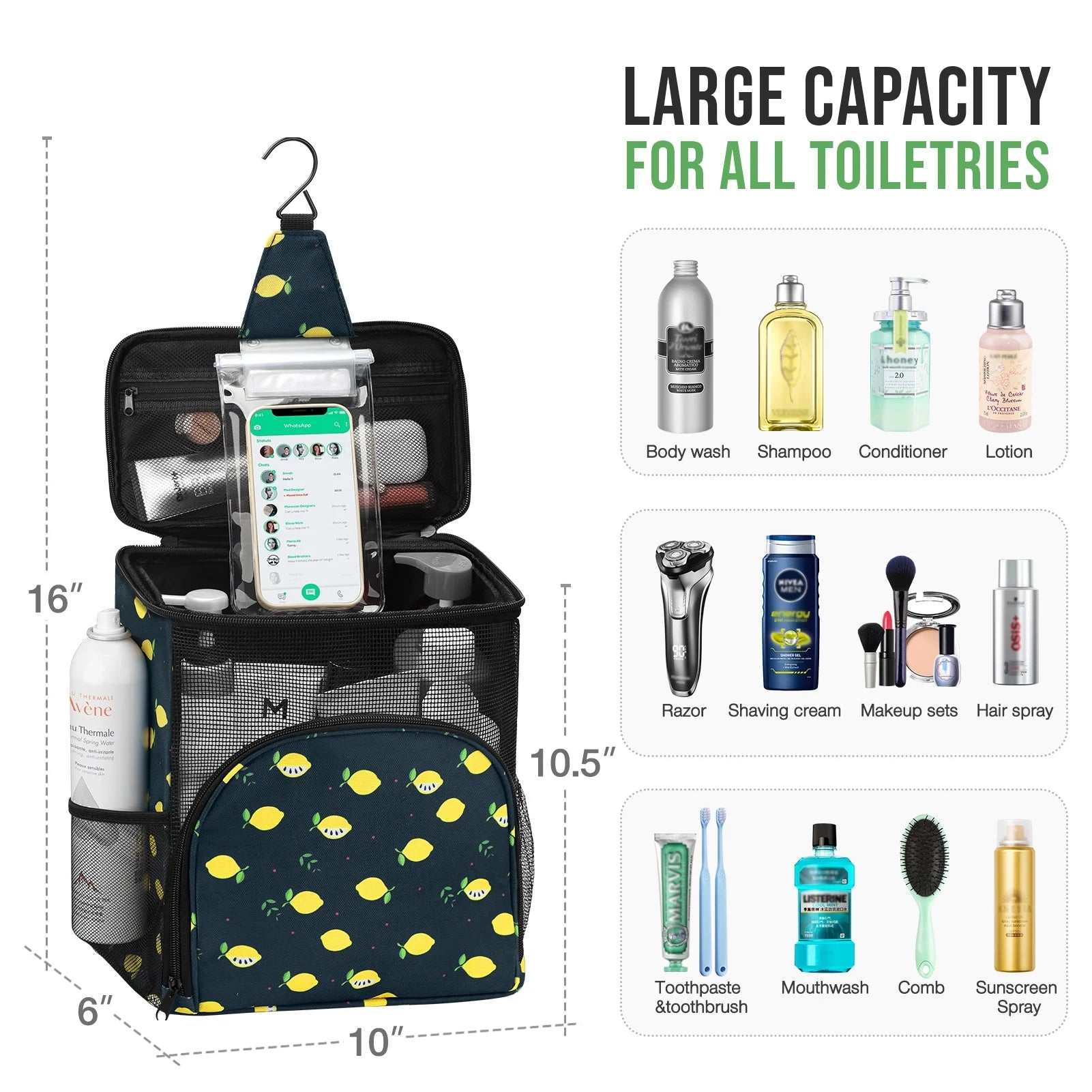 Shower Caddy for College, Hanging Shower Bag Mesh Shower Caddy Portable