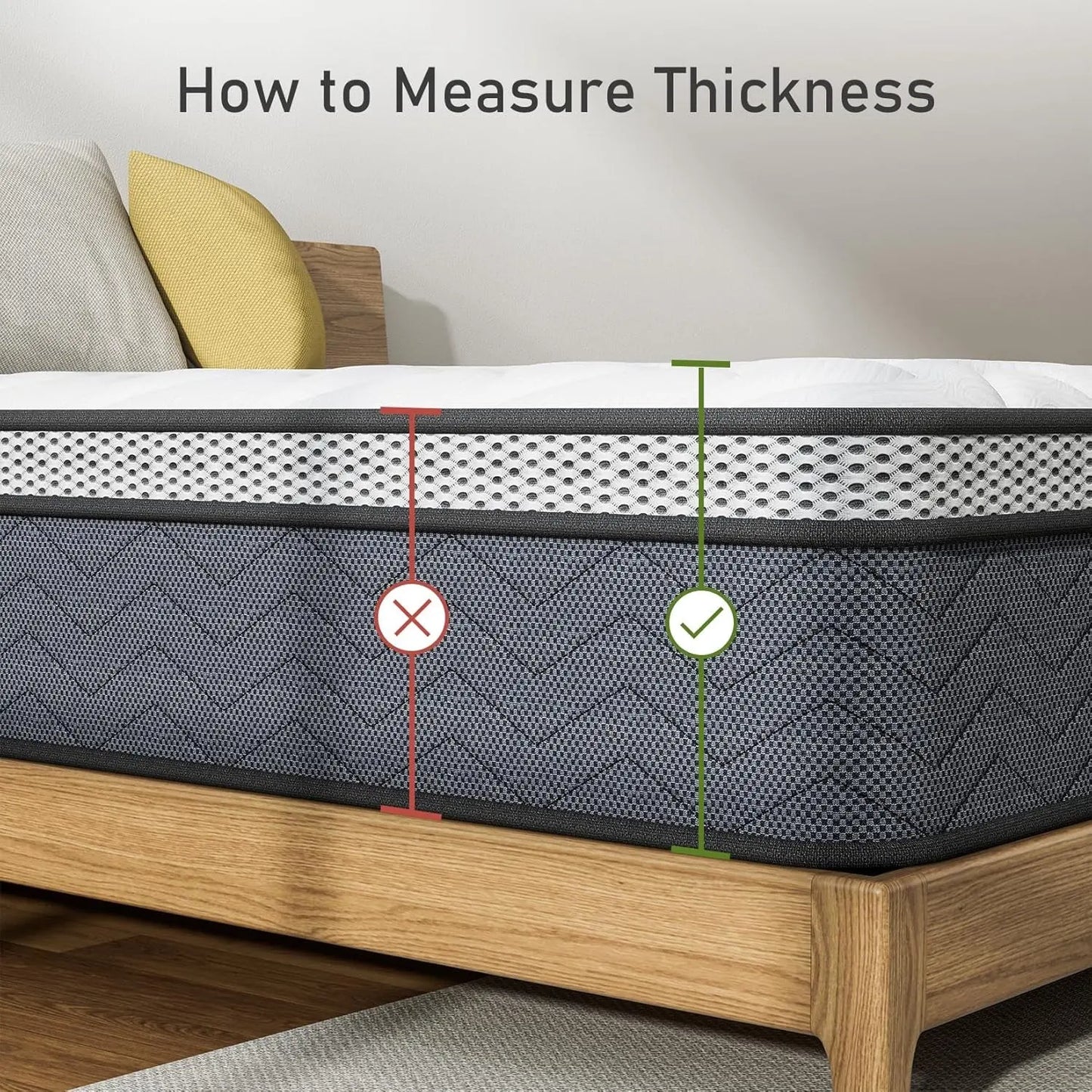 Twin Hybrid Innerspring Mattress, Plush Mattress Foam Spring Mattress, Single Bed Mattress in Box with Stress Relief, Double Mattress with Medium Firmness