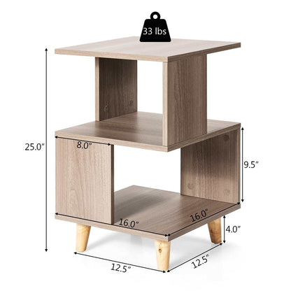 2 Pieces Wooden Modern Nightstand Set with Legs for Living Room