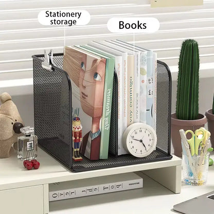 Metal Desktop Bookshelf, Office Desk Desktop Storage Rack, File and Document Organization Rack, Student Desktop Storage