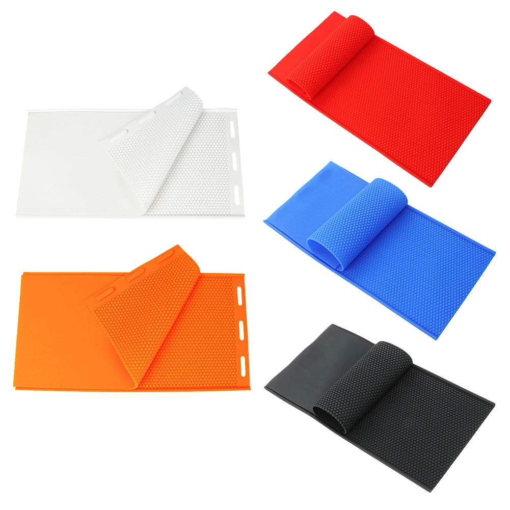 Set of 2 flexible silicone beeswax embosser machine molds in multiple colors for handmade beekeeper accessories