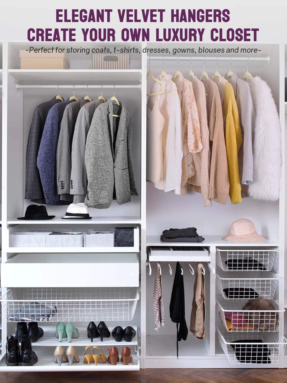 Velvet Hangers -Safe Slim, Durable, Luxury Closet Organizer Pack of 60