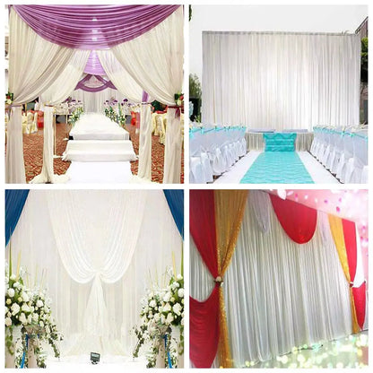 6.5Ft Silk White Backdrop Drapes Curtain Wedding Ceremony Party Home Window Decor