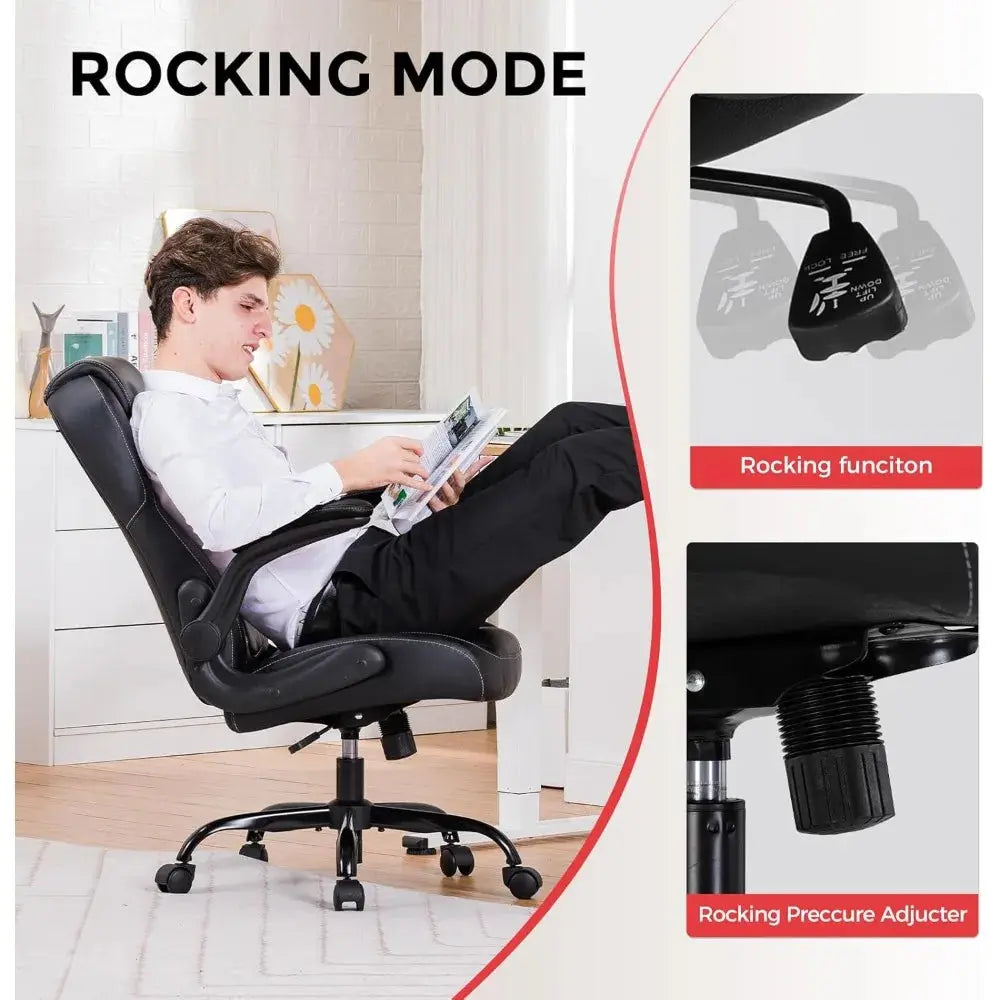 Office Computer Gaming Chair Ergonomic Desk Chair for Adults with Lumbar Support Flip-Up Arms Adjustable Height Swivel