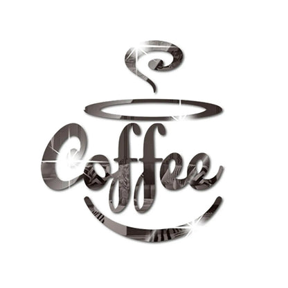 3D Coffee Mirror Stickers Bar Quotes Wall Decal Kitchen Home Wall Decor Vinyl Sticker Coffee Bar Wall Decals Mural Wallpaper