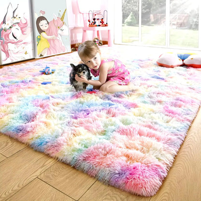 Fluffy Rugs for Bedroom Fuzzy Area Rugs for Living Room Soft Kids Carpet Non Slip Rugs for Hardwood Floors Room Decor