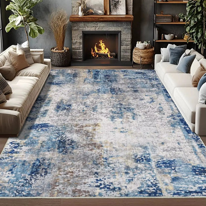 Living Room Area Rugs Soft Large Modern Abstract Area Rug, Boho Vintage Machine Washable Non Slip Carpet , Low Pile Rugs